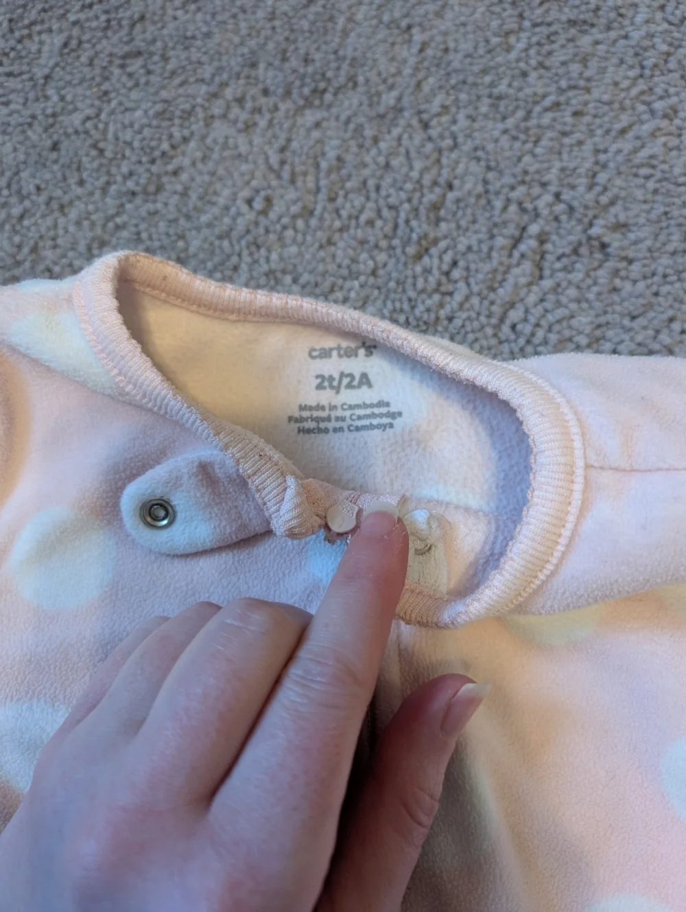 Carter's Light Pink Polka Dot Footed One-Piece Fleece Pajama with Squirrel 2T